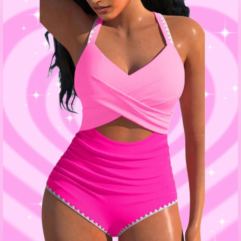 Vibrant Pink Halter Swimsuits NWT